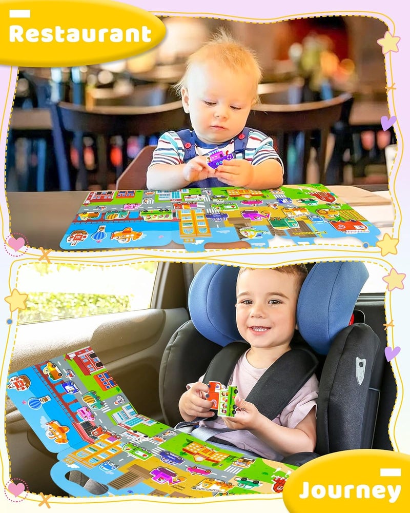 Benresive Reusable Sticker Books for Kids, Sticker Books for Toddlers, Toddler Travel Toys Activities Crafts Ages 3 and Up Birthday Gifts - Vehicle - Image 3